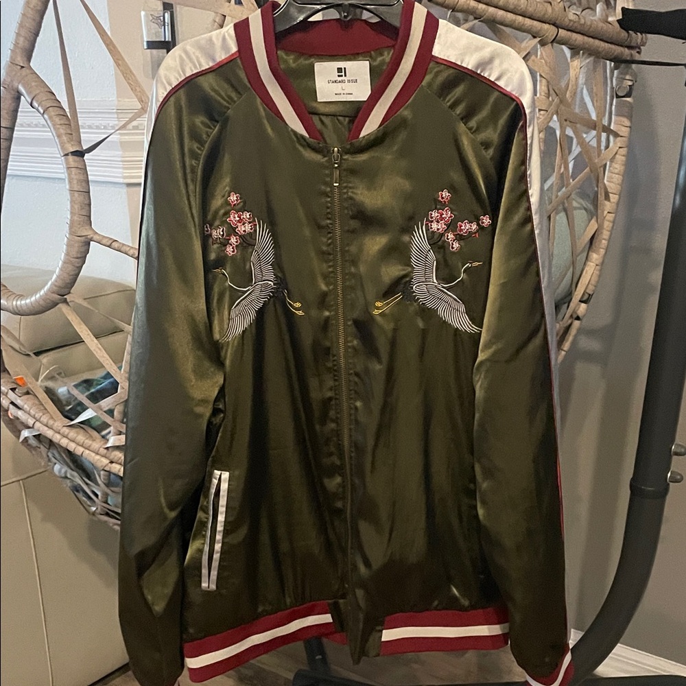 Standard Issue Green Bomber Jacket with Embroidery